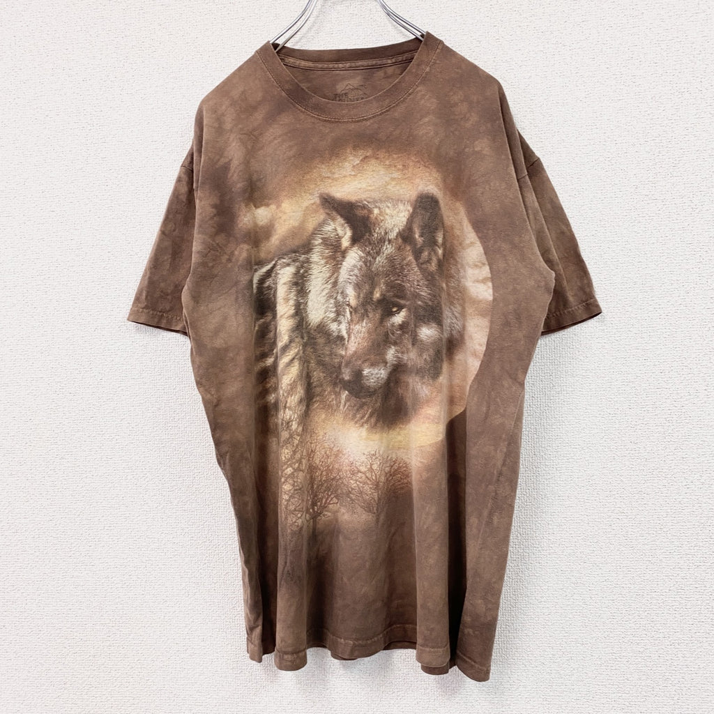 THE MOUNTAIN　ザマウンテン　半袖プリントTシャツ　アニマルT　タイダイ　茶色　ブラウン　Lサイズ