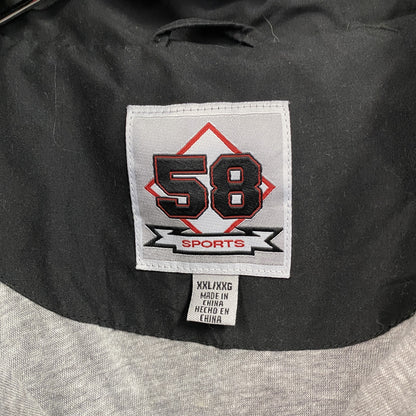 90s～　58 SPORTS　ハーフジッププルオーバージャケット　ワッペン　ラグランスリーブ　黒　ブラック　赤　レッド　2XLサイズ