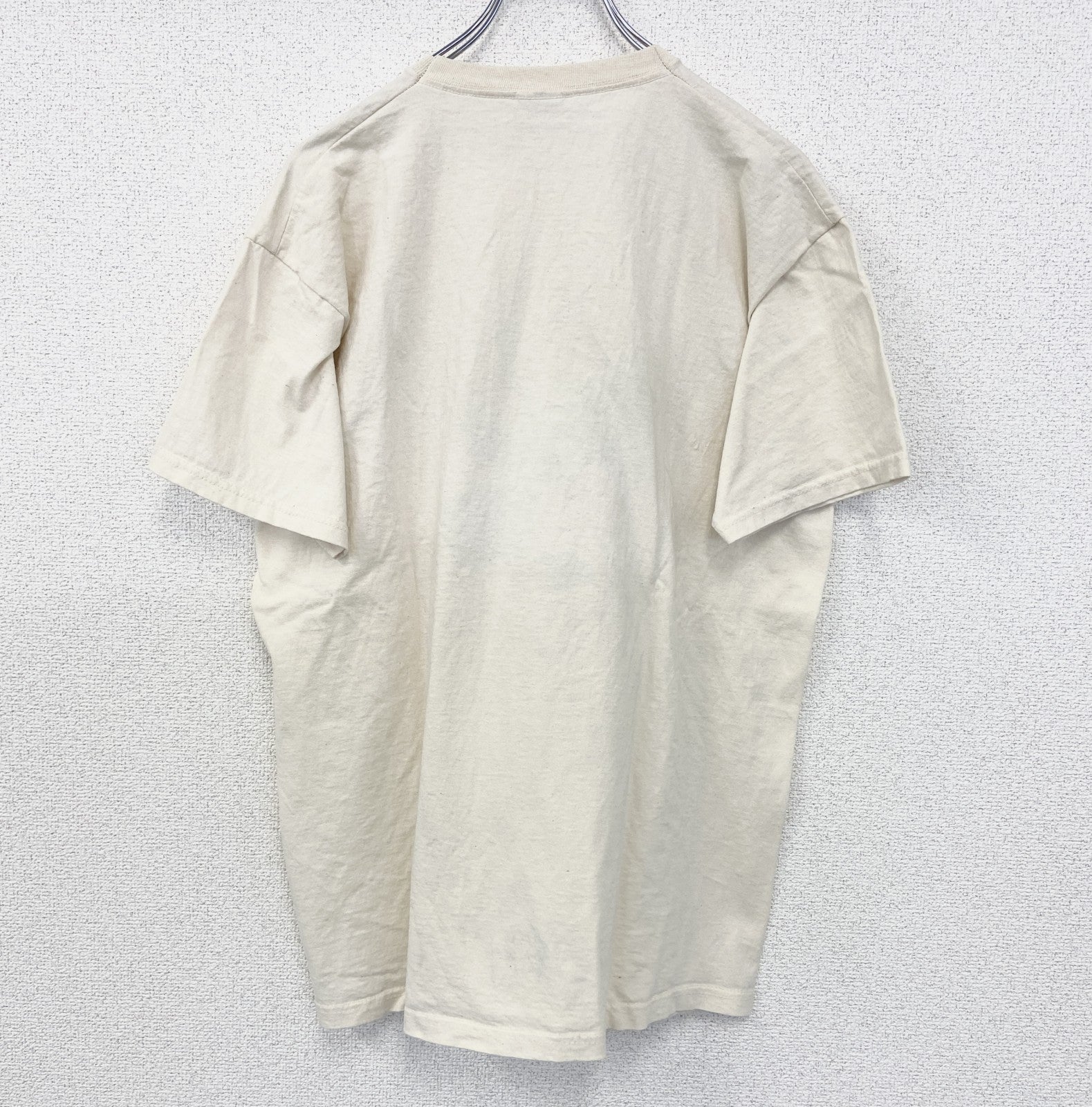 古着 used　FRUIT OF THE LOOM　半袖プリントTシャツ　アメカジ　クルーネック　レトロデザイン　白　Lサイズ