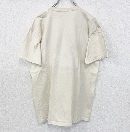 古着 used　FRUIT OF THE LOOM　半袖プリントTシャツ　アメカジ　クルーネック　レトロデザイン　白　Lサイズ
