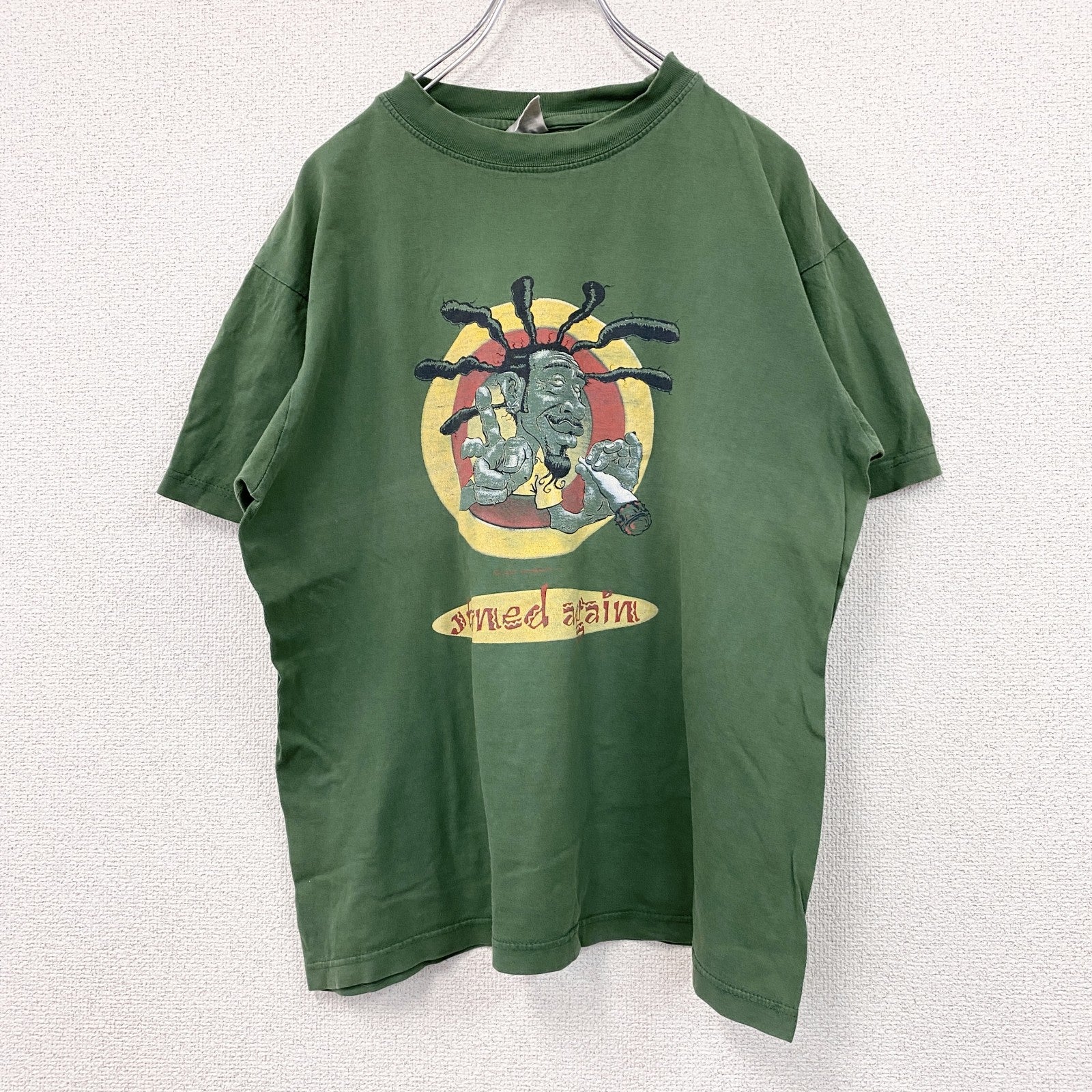 ラスタマン　半袖プリントTシャツ　レゲエ　ジャマイカ　緑　グリーン