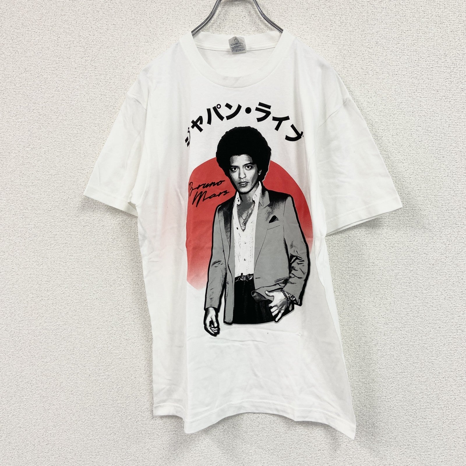 Print Star　プリントスター ブルーノマーズ　半袖ミュージックシンガープリントTシャツ　白　ホワイト　Lサイズ