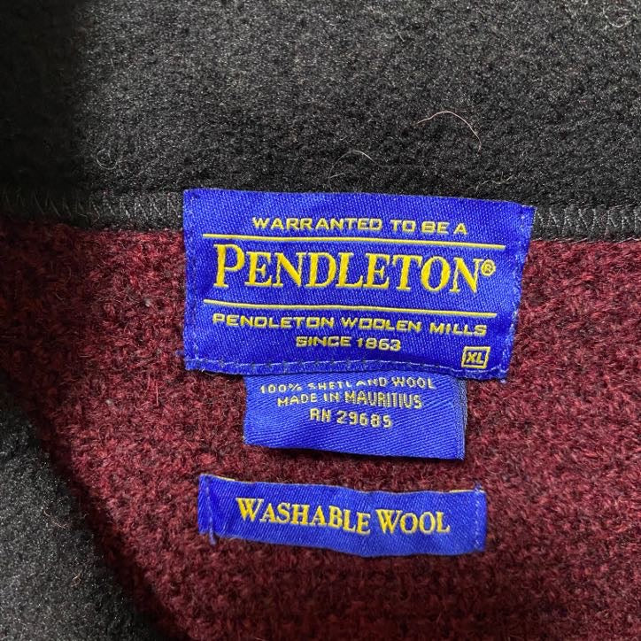 90s　PENDLETON ペンドルトン　長袖カーディガン　ニットセーター　フルジップ　ハイネック　XLサイズ