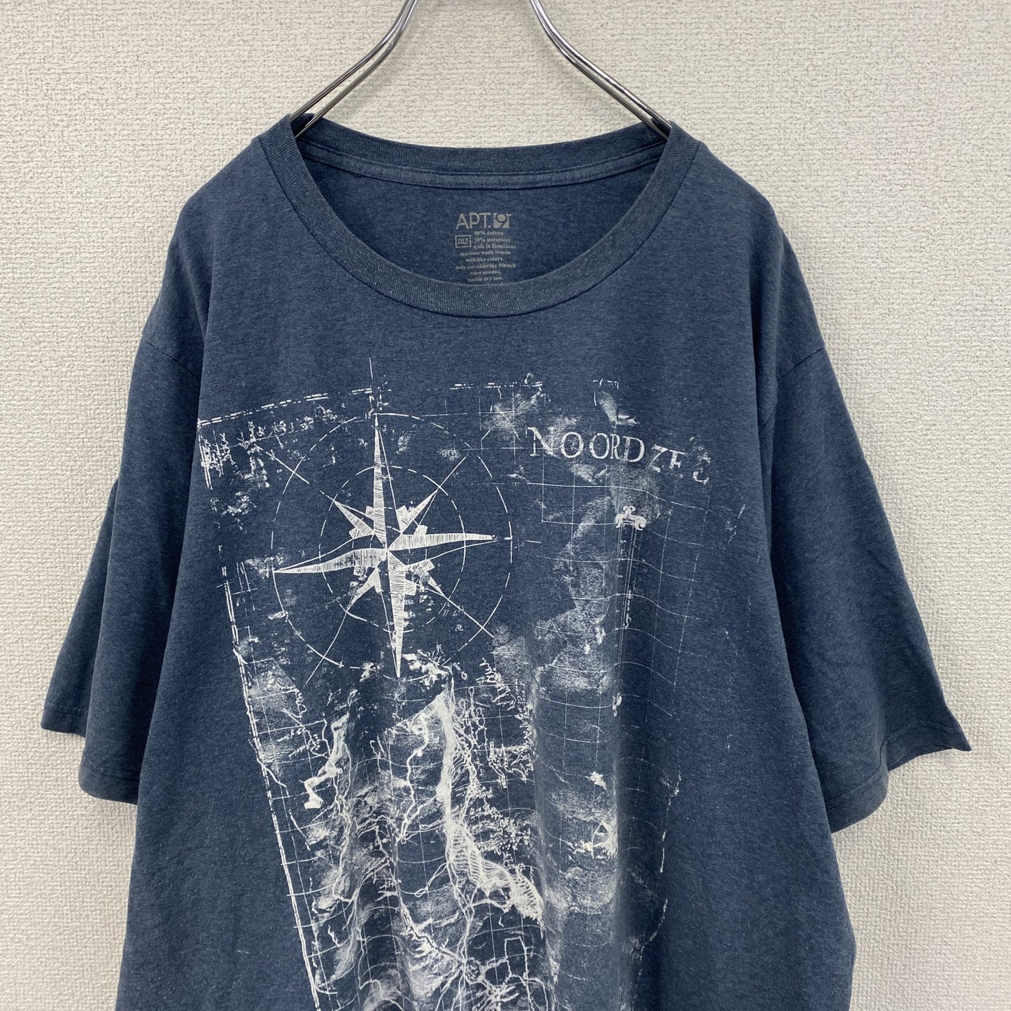 APT.9　アプトナイン　半袖プリントTシャツ　羅針盤　青　ブルー　2XLサイズ