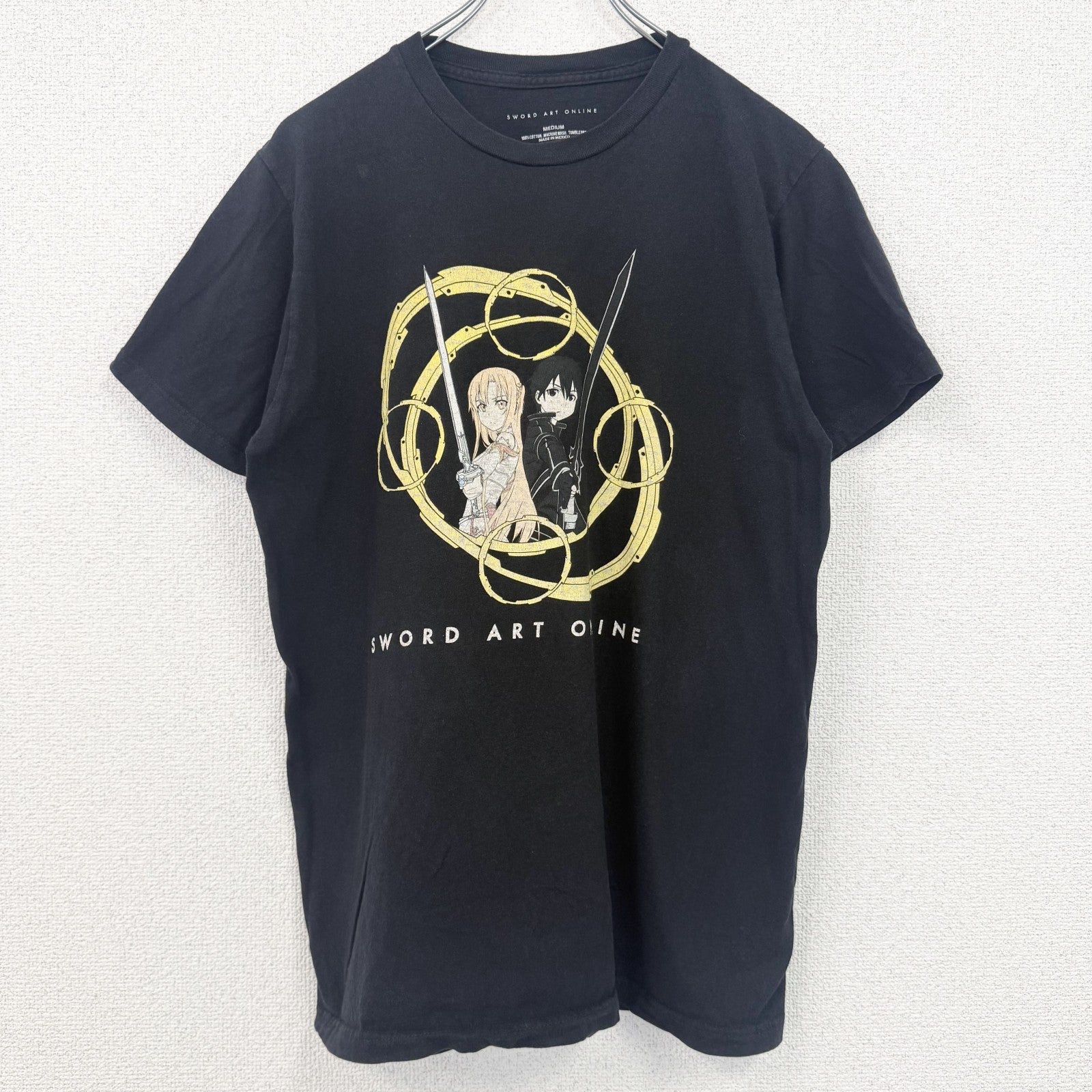古着 used　ソードアートオンライン　半袖アニメプリントTシャツ　　クルーネック　レトロデザイン　黒　ブラック　Mサイズ