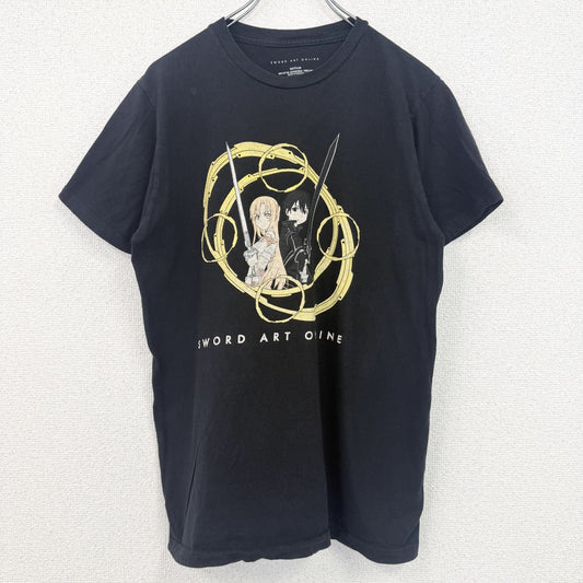 古着 used　ソードアートオンライン　半袖アニメプリントTシャツ　　クルーネック　レトロデザイン　黒　ブラック　Mサイズ