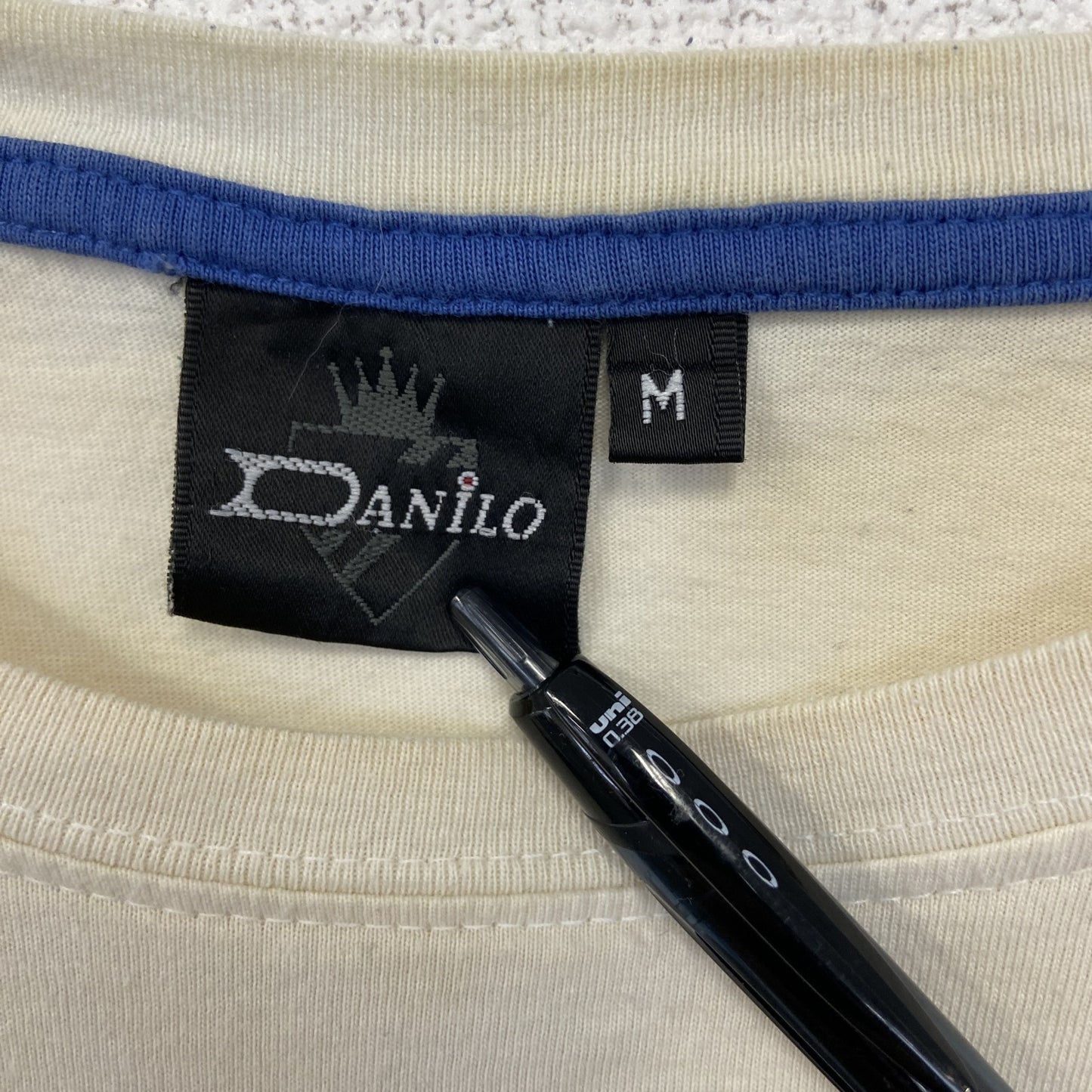 古着 used　DANILO　半袖ビッグプリントTシャツ　コンパス　方位磁石　クルーネック　レトロ　カジュアル　白　Mサイズ