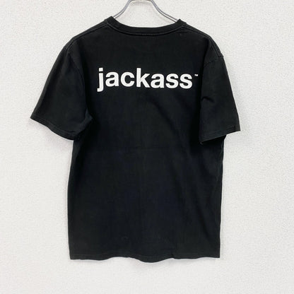 Jackass　ジャッカス　MTV　半袖プリントムービーTシャツ　クロスボーン　スカル　骸骨　デカロゴ　黒　ブラック　Lサイズ