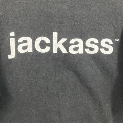 Jackass　ジャッカス　MTV　半袖プリントムービーTシャツ　クロスボーン　スカル　骸骨　デカロゴ　黒　ブラック　Lサイズ