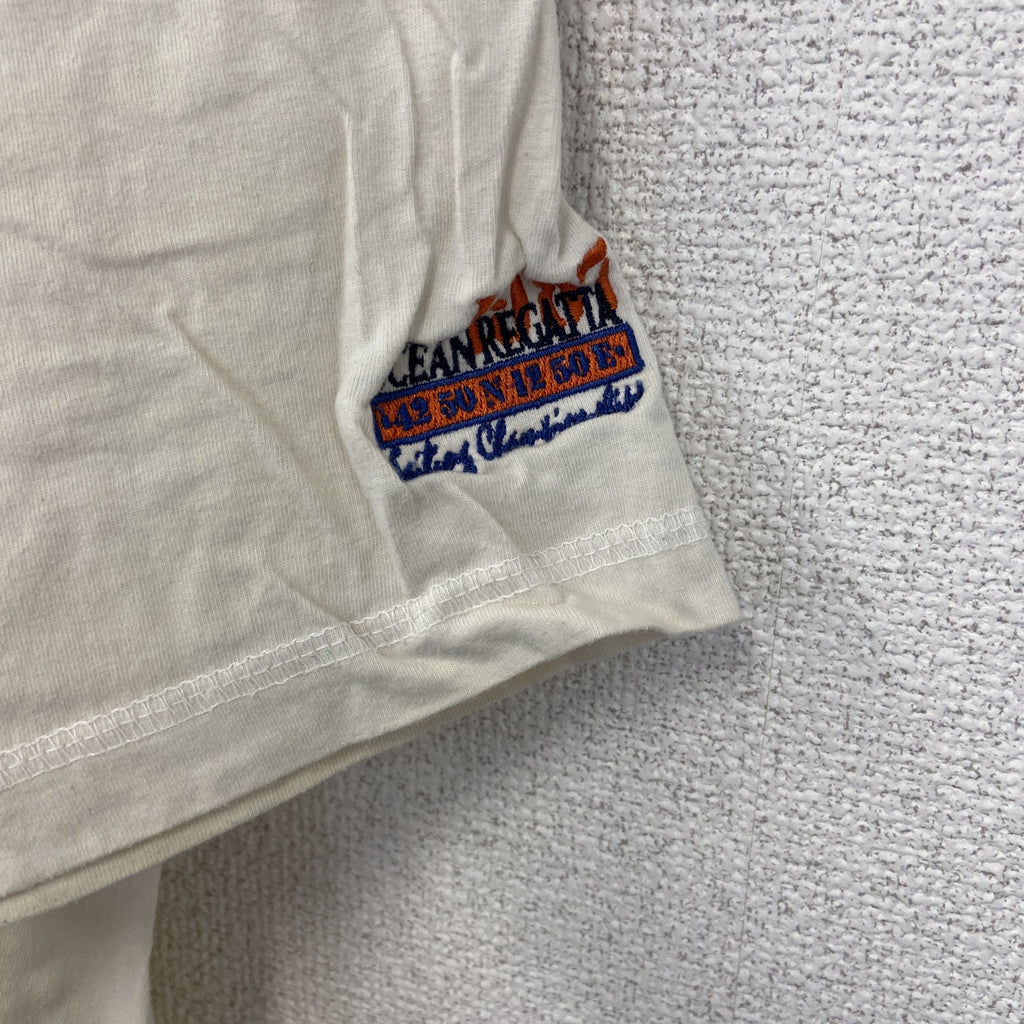 古着 used　DANILO　半袖ビッグプリントTシャツ　コンパス　方位磁石　クルーネック　レトロ　カジュアル　白　Mサイズ