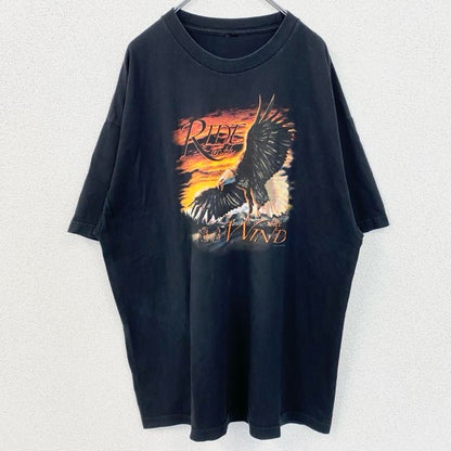 古着 used　半袖レトロデザインTシャツ　バックプリント　鷹　eagle　アメリカンレジェンド　クルーネック　黒　ブラック