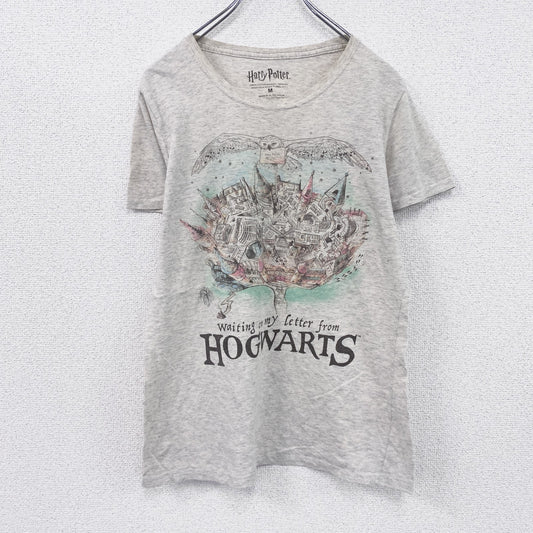 Harry Potter　ハリーポッター　半袖プリントTシャツ　Hogwarts　ホグワーツ　灰色　グレー　Mサイズ
