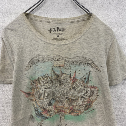 Harry Potter　ハリーポッター　半袖プリントTシャツ　Hogwarts　ホグワーツ　灰色　グレー　Mサイズ