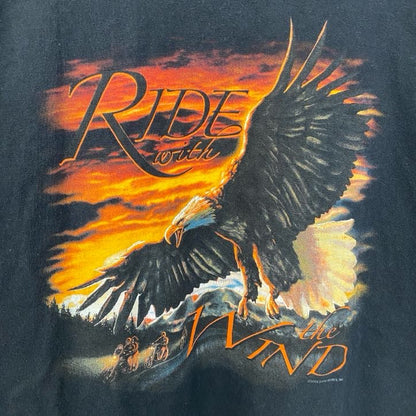 古着 used　半袖レトロデザインTシャツ　バックプリント　鷹　eagle　アメリカンレジェンド　クルーネック　黒　ブラック