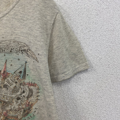 Harry Potter　ハリーポッター　半袖プリントTシャツ　Hogwarts　ホグワーツ　灰色　グレー　Mサイズ