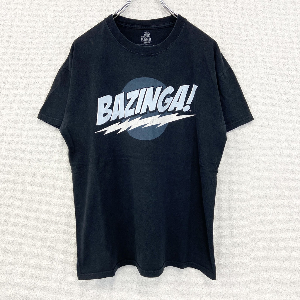 古着 used　the BIG BANG THEORY　半袖プリントTシャツ　BAZINGA！　クルーネック　黒　Mサイズ