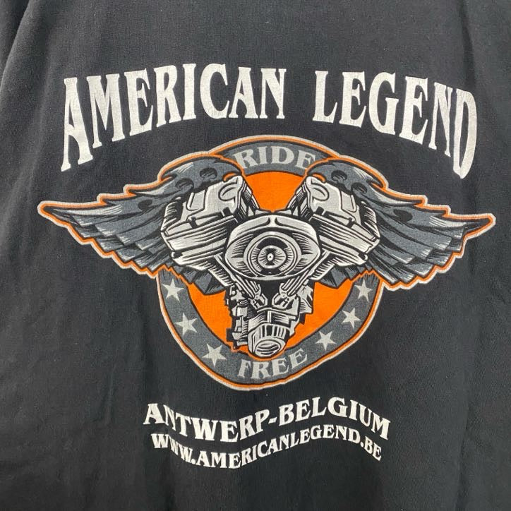 古着 used　半袖レトロデザインTシャツ　バックプリント　鷹　eagle　アメリカンレジェンド　クルーネック　黒　ブラック