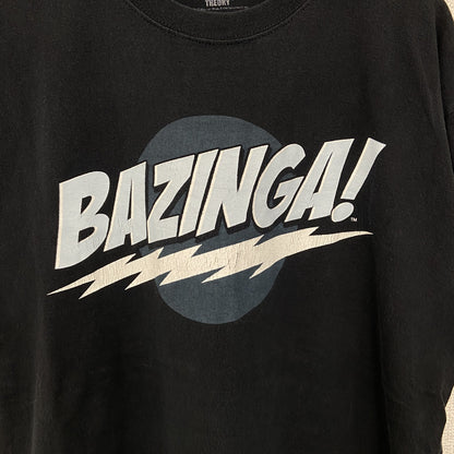 古着 used　the BIG BANG THEORY　半袖プリントTシャツ　BAZINGA！　クルーネック　黒　Mサイズ