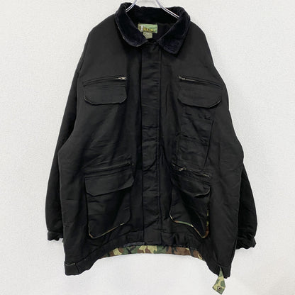90s～　TRUST　トラスト　フィッシングジャケット　比翼仕立て　ヴィンテージ　カモ柄　黒　ブラック　4XLサイズ