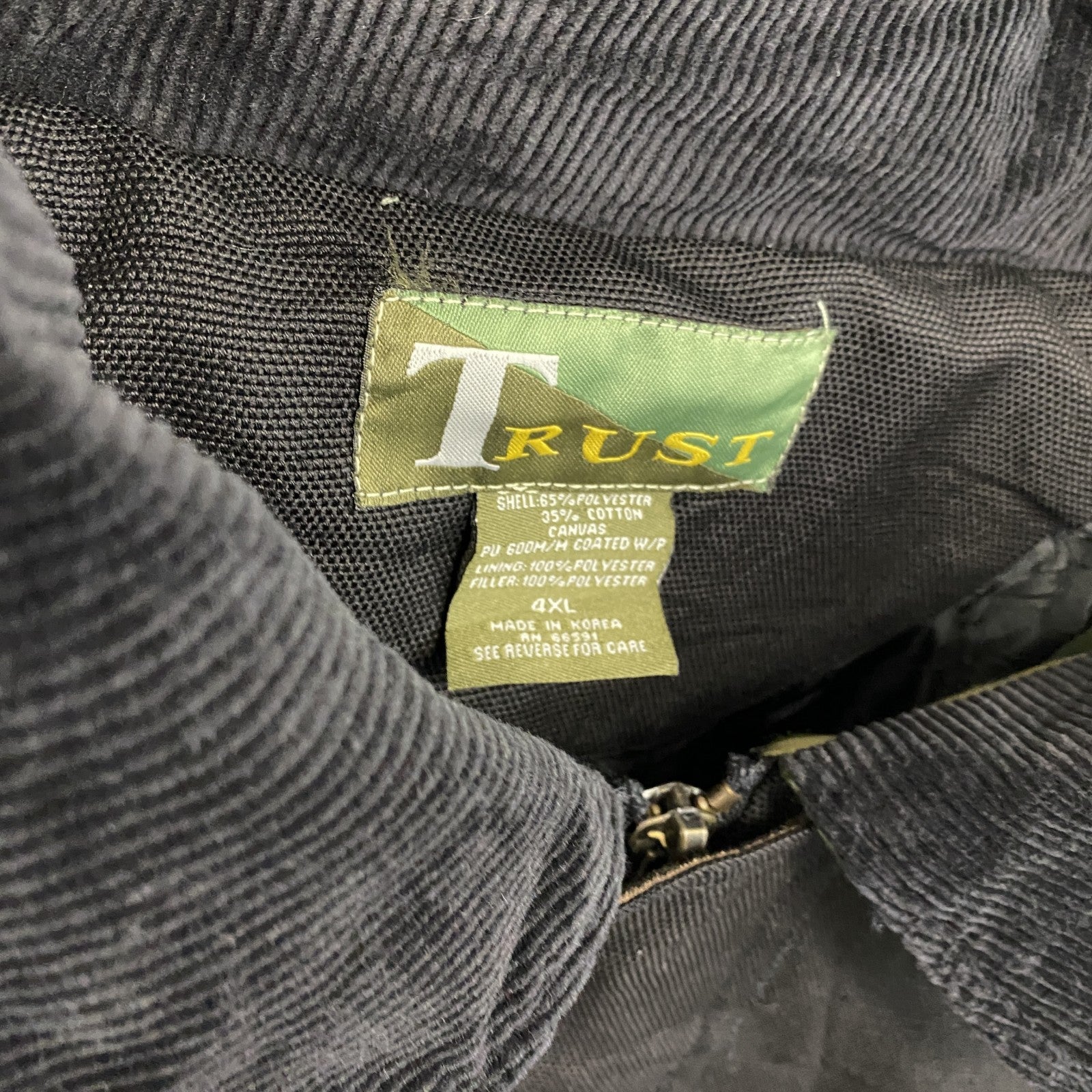 90s～　TRUST　トラスト　フィッシングジャケット　比翼仕立て　ヴィンテージ　カモ柄　黒　ブラック　4XLサイズ