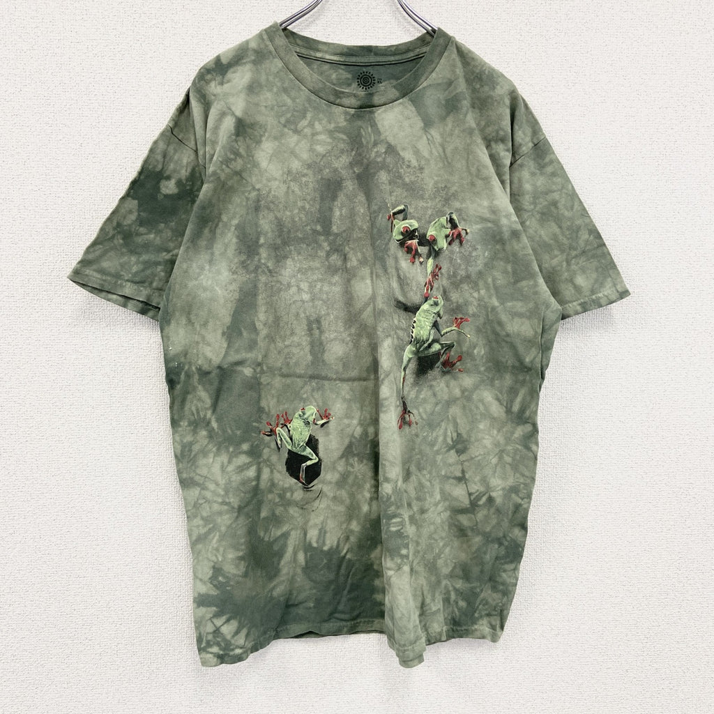 THE MOUNTAIN　ザマウンテン　半袖プリントTシャツ　アニマルT　タイダイ　緑　グリーン　XLサイズ