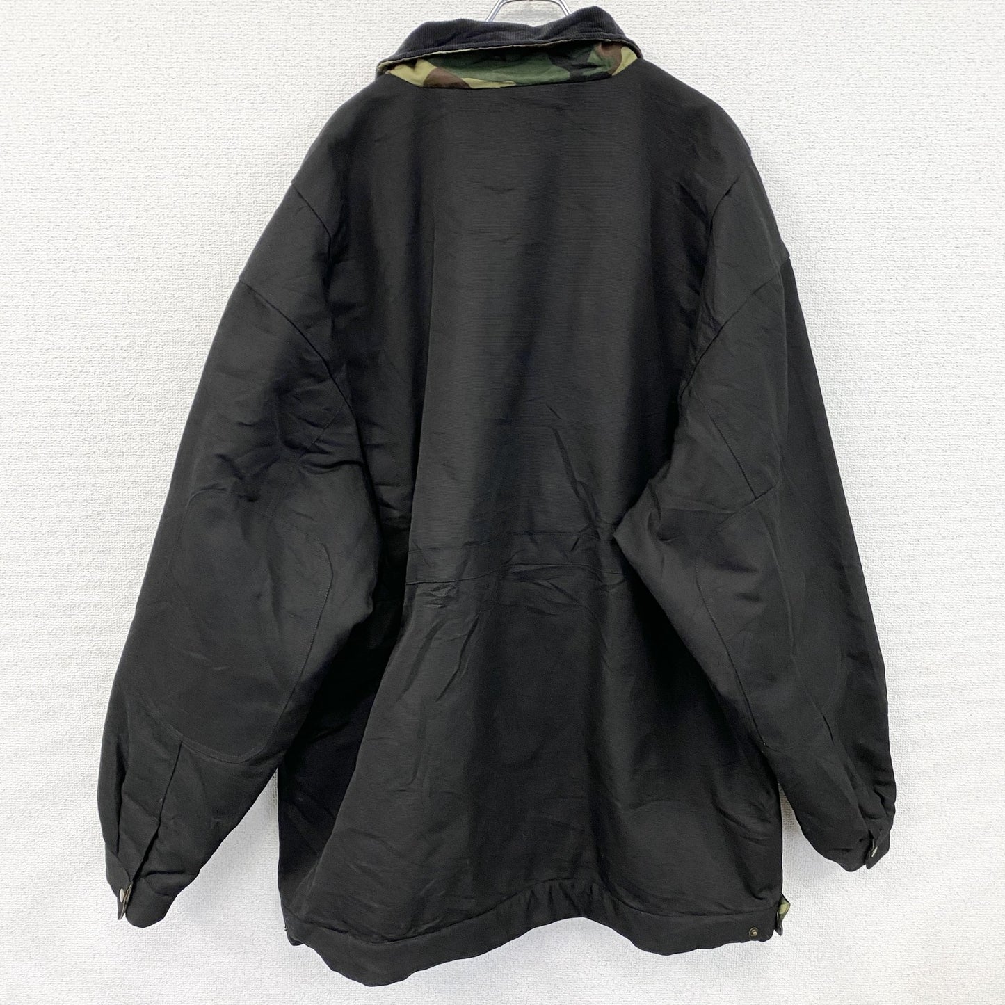 90s～　TRUST　トラスト　フィッシングジャケット　比翼仕立て　ヴィンテージ　カモ柄　黒　ブラック　4XLサイズ