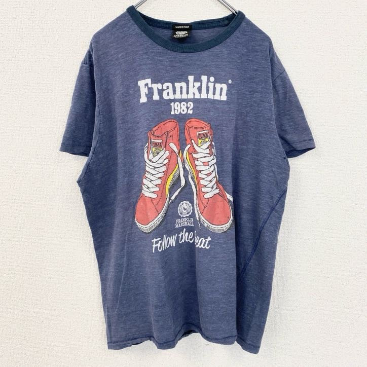 古着 used　イタリア製　FRANKLIN MARSHALL　半袖プリントTシャツ　スニーカー　靴　ヴィンテージ　2XLサイズ