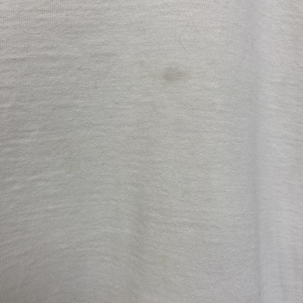古着 used　FRUIT OF THE LOOM　半袖プリントTシャツ　個性的デザイン　春夏服　クルーネック　白　Lサイズ