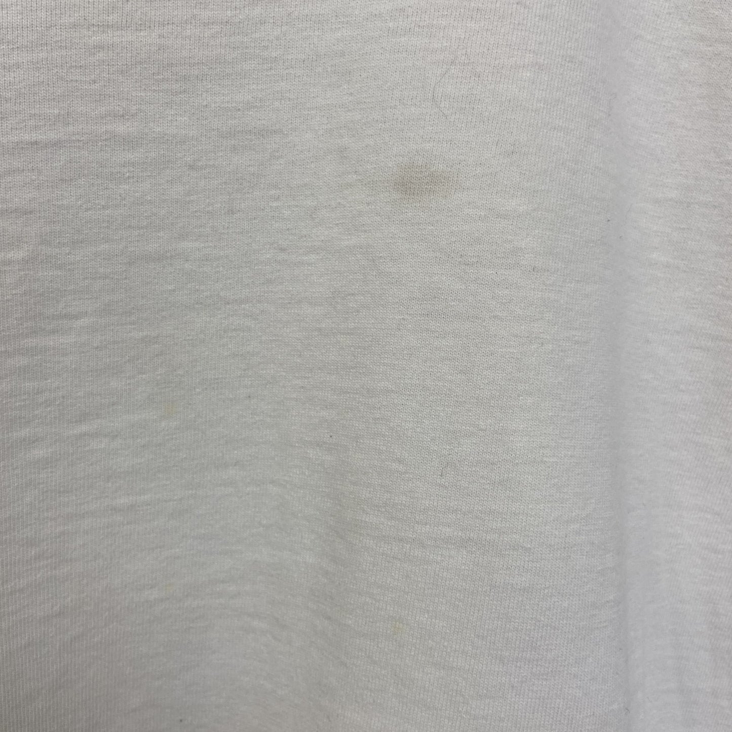 古着 used　FRUIT OF THE LOOM　半袖プリントTシャツ　個性的デザイン　春夏服　クルーネック　白　Lサイズ