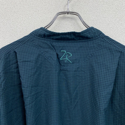 ～90s　ZERO Restriction　ハーフボタンプルオーバージャケット　千鳥格子　刺繍ロゴ　緑　グリーン　XLサイズ