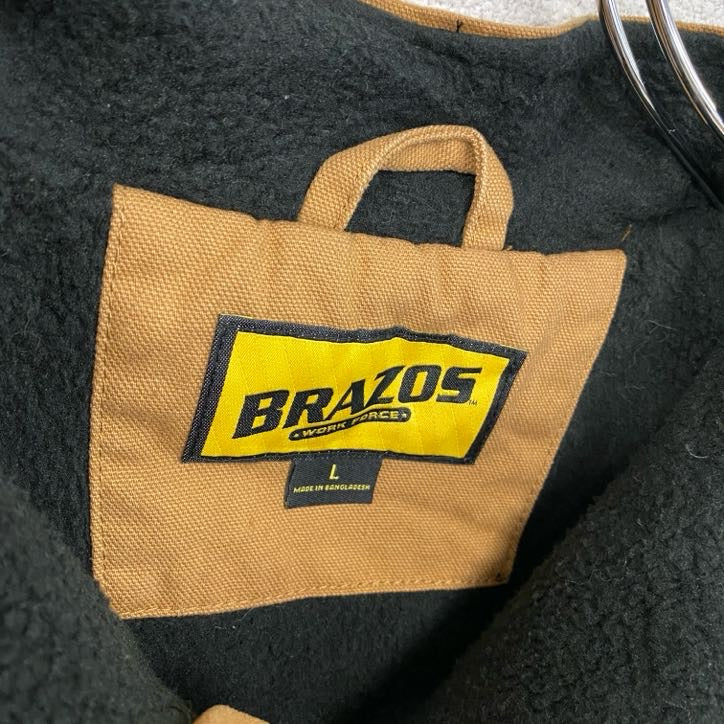 BRAZOS　ブラゾス　フルジップダックベスト　裏フリース　キャメル　Lサイズ