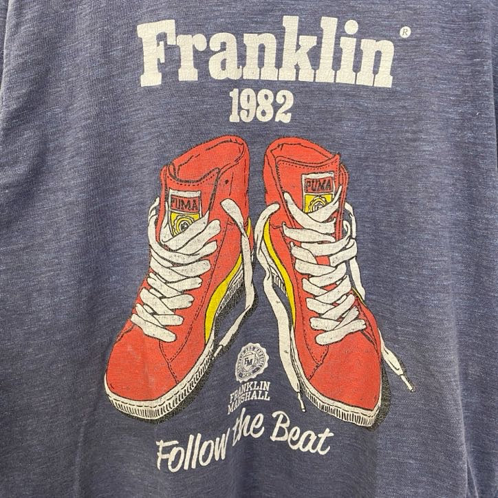 古着 used　イタリア製　FRANKLIN MARSHALL　半袖プリントTシャツ　スニーカー　靴　ヴィンテージ　2XLサイズ