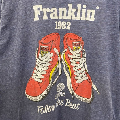 古着 used　イタリア製　FRANKLIN MARSHALL　半袖プリントTシャツ　スニーカー　靴　ヴィンテージ　2XLサイズ