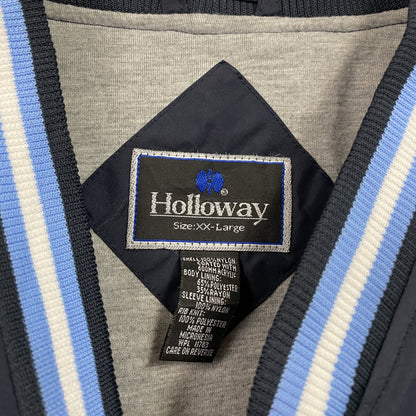 90s　Holloway　ホロウェイ　ナイロンプルオーバージャケット　アーチプリント　刺繍ロゴ　ワッペン　紺　ネイビー　2XLサイズ