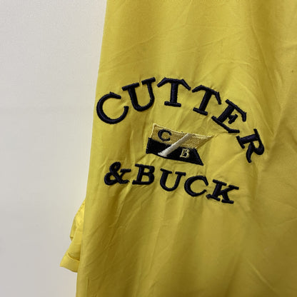 古着 used　CUTTER&BUCK　長袖ナイロンプルオーバー　ウィンドブレーカー　刺繍デザイン　ゴルフ　イエロー　XLサイズ