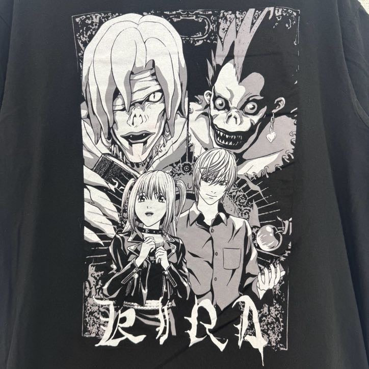 古着 used　DEATH NOTE　デスノート　半袖アニメプリントTシャツ　クルーネック　レトロ　黒　ブラック　Lサイズ