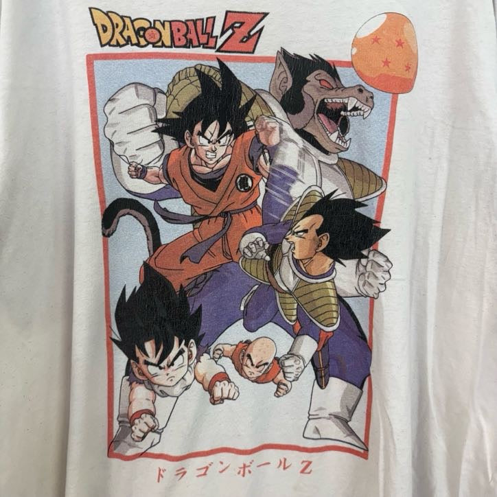 古着 used　ドラゴンボールZ　半袖アニメプリントTシャツ　ジャンプ　クルーネック　レトロデザイン　白　ホワイト　XXLサイズ