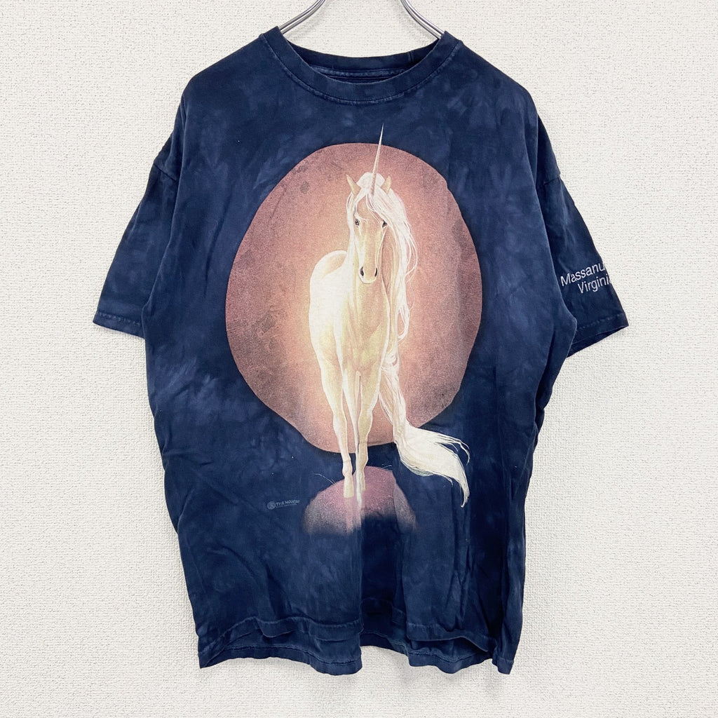 THE MOUNTAIN　ザマウンテン　半袖プリントTシャツ　アニマルT　タイダイ　紺　ネイビー　XLサイズ