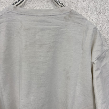 古着 used　FRUIT OF THE LOOM　半袖プリントTシャツ　個性的デザイン　春夏服　クルーネック　白　Lサイズ