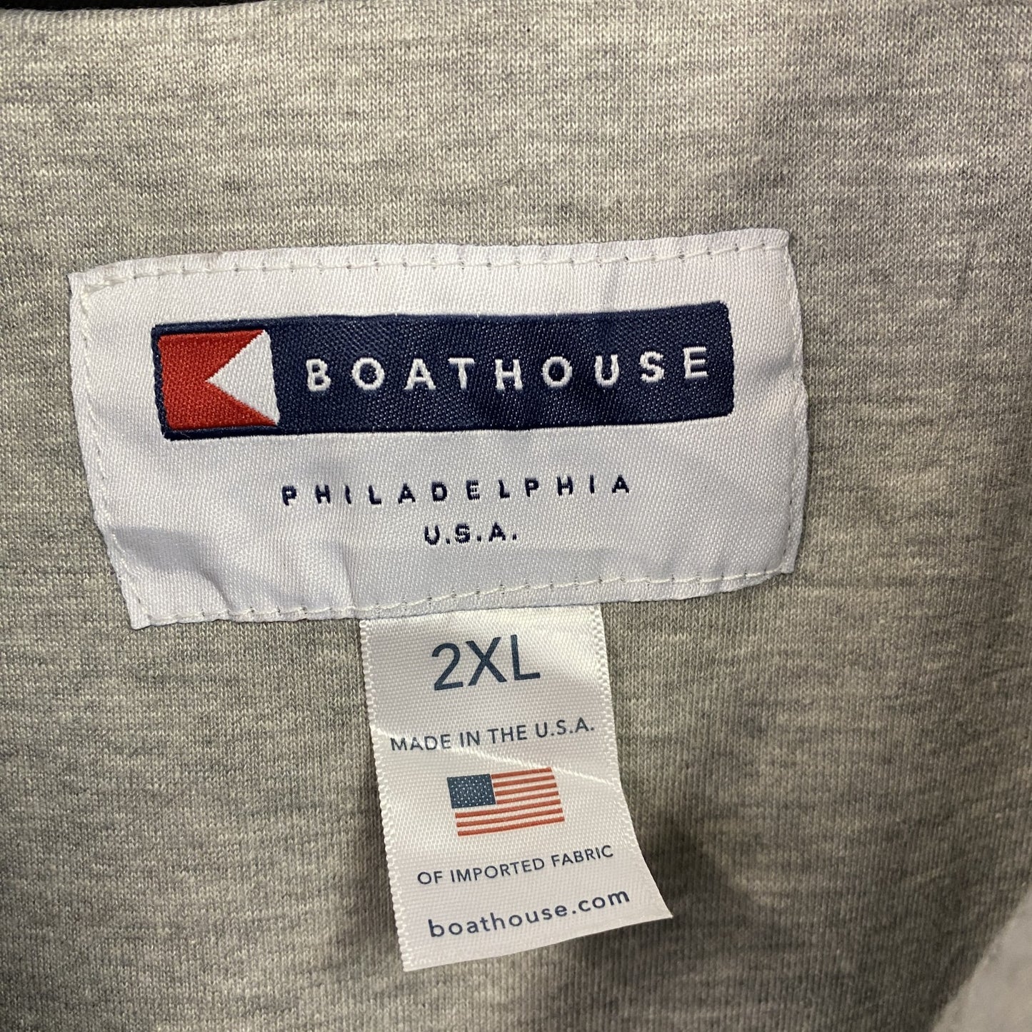 90s　BOATHOUSE　ボートハウス　フルジップナイロンジャケット　刺繍ロゴ　ワッペン　アーチプリント　黒　ブラック　2XLサイズ