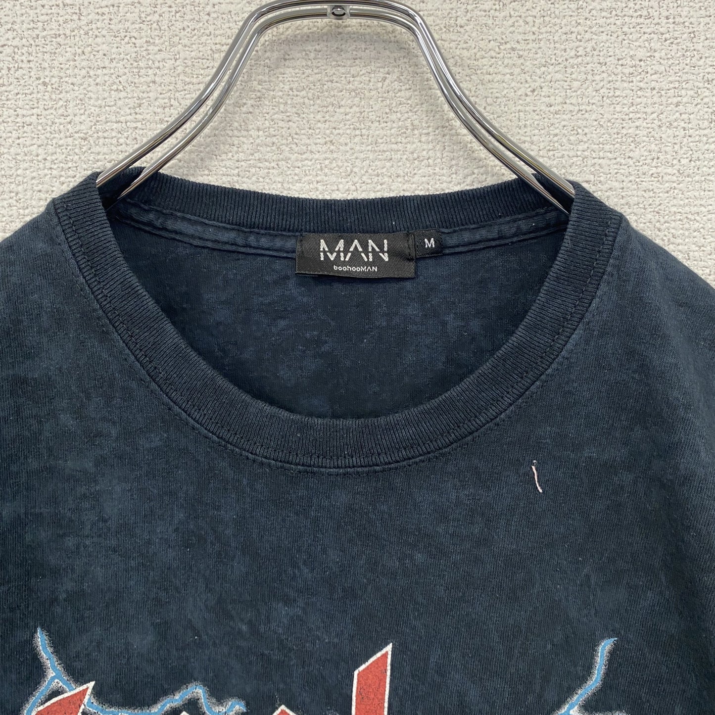 BoohooMAN　ブーフーマン　イングランド代表　半袖プリントTシャツ　フットボール　タイダイ柄　紺　ネイビー　Mサイズ
