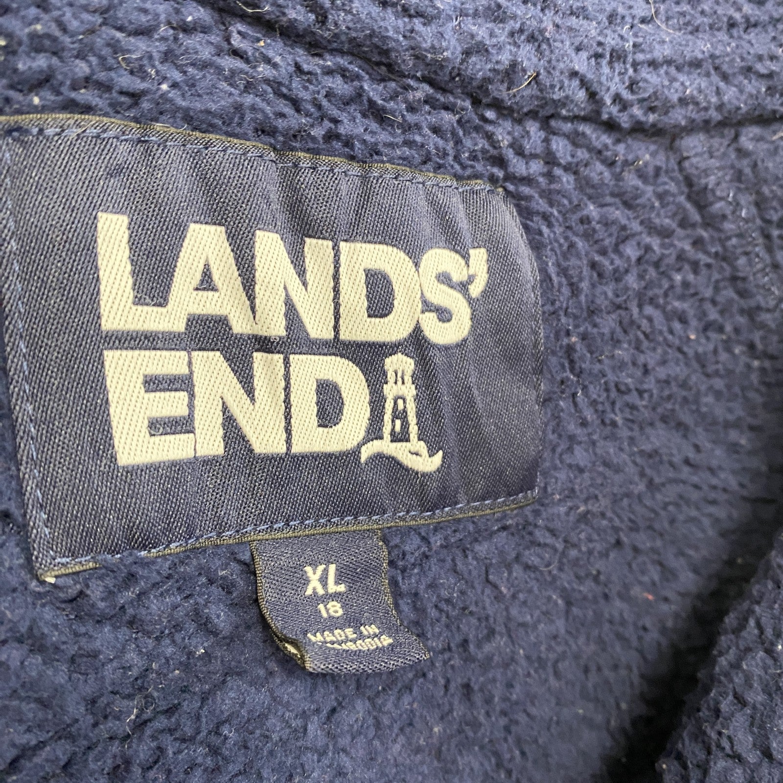 LANDS'END　ランズエンド　フルジップフリースジャケット　青　XLサイズ