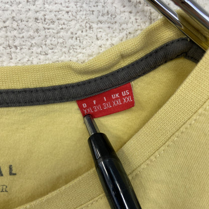 古着 used　LIVING CASUAL　半袖プリントTシャツ　REAL FASHION　クルーネック　黄色　XXLサイズ