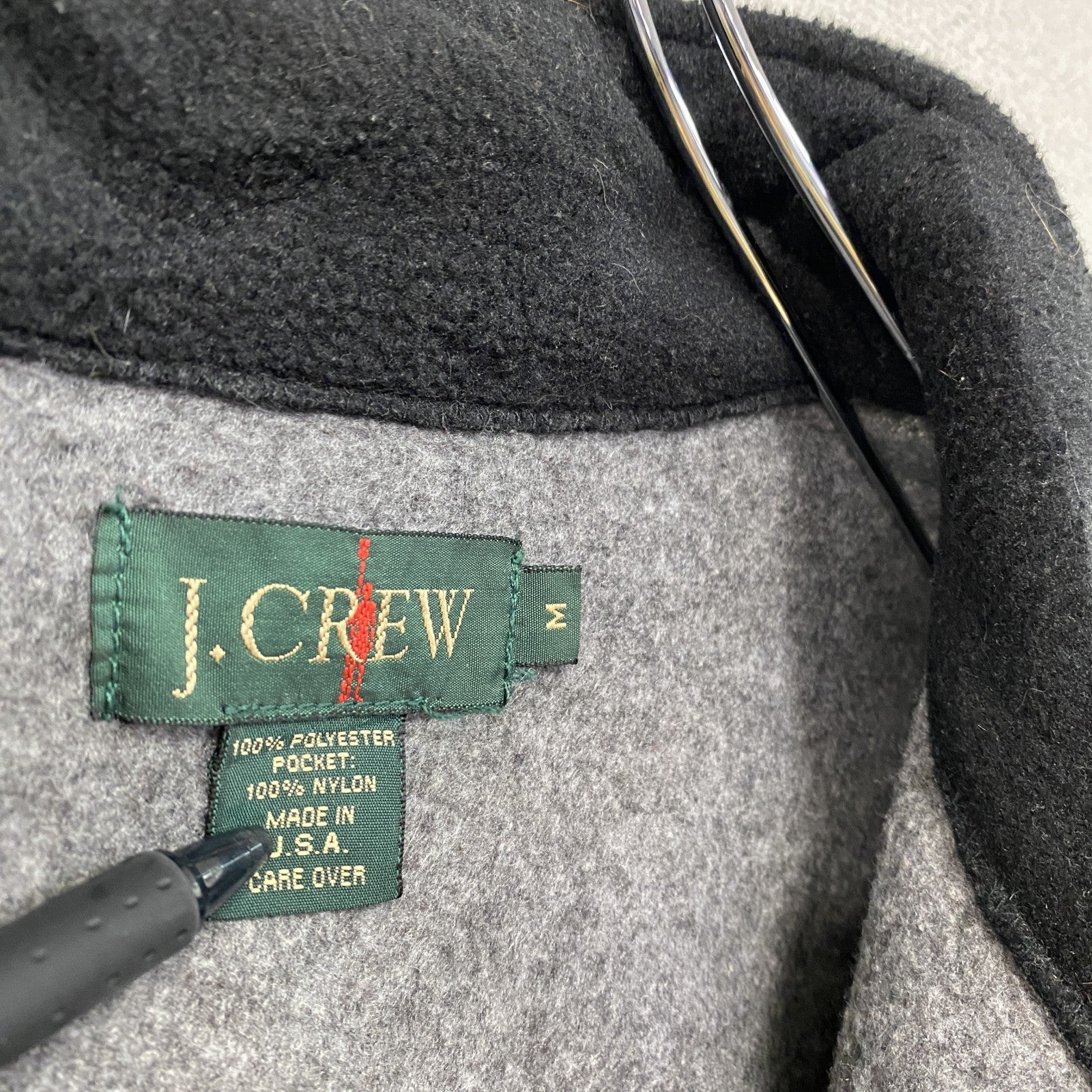 ～90s　J.CREW　ジェイクルー　ハーフジップフリースプルオーバー　ヴィンテージ　グレー　灰色　Mサイズ