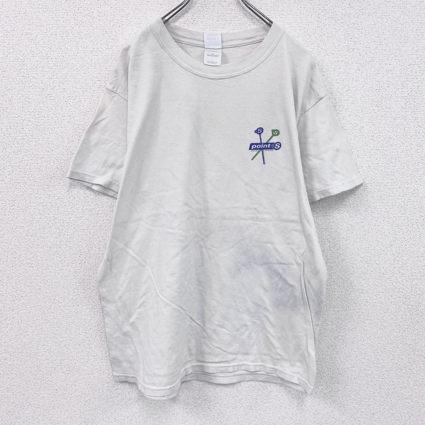 00s　GILDAN　ギルダン　半袖プリントTシャツ　企業T　ヴィンテージ　白　ホワイト　Lサイズ