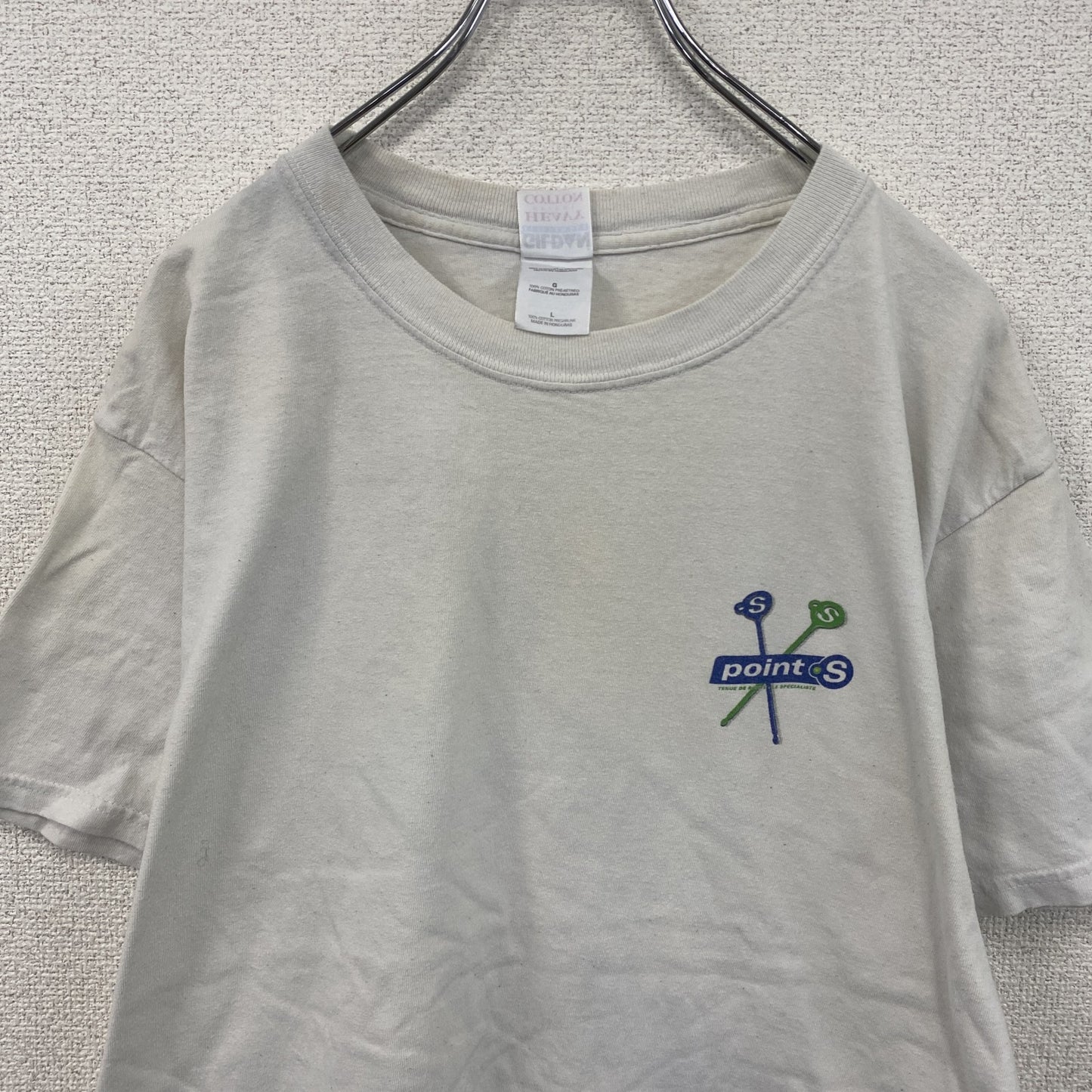 00s　GILDAN　ギルダン　半袖プリントTシャツ　企業T　ヴィンテージ　白　ホワイト　Lサイズ