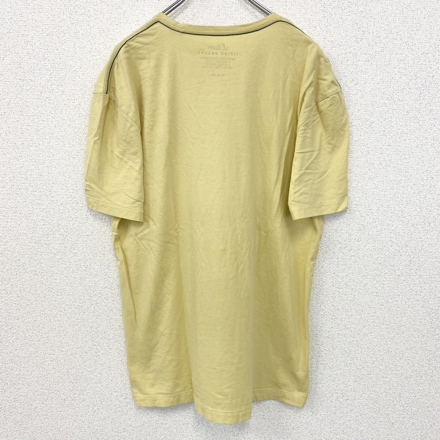 古着 used　LIVING CASUAL　半袖プリントTシャツ　REAL FASHION　クルーネック　黄色　XXLサイズ