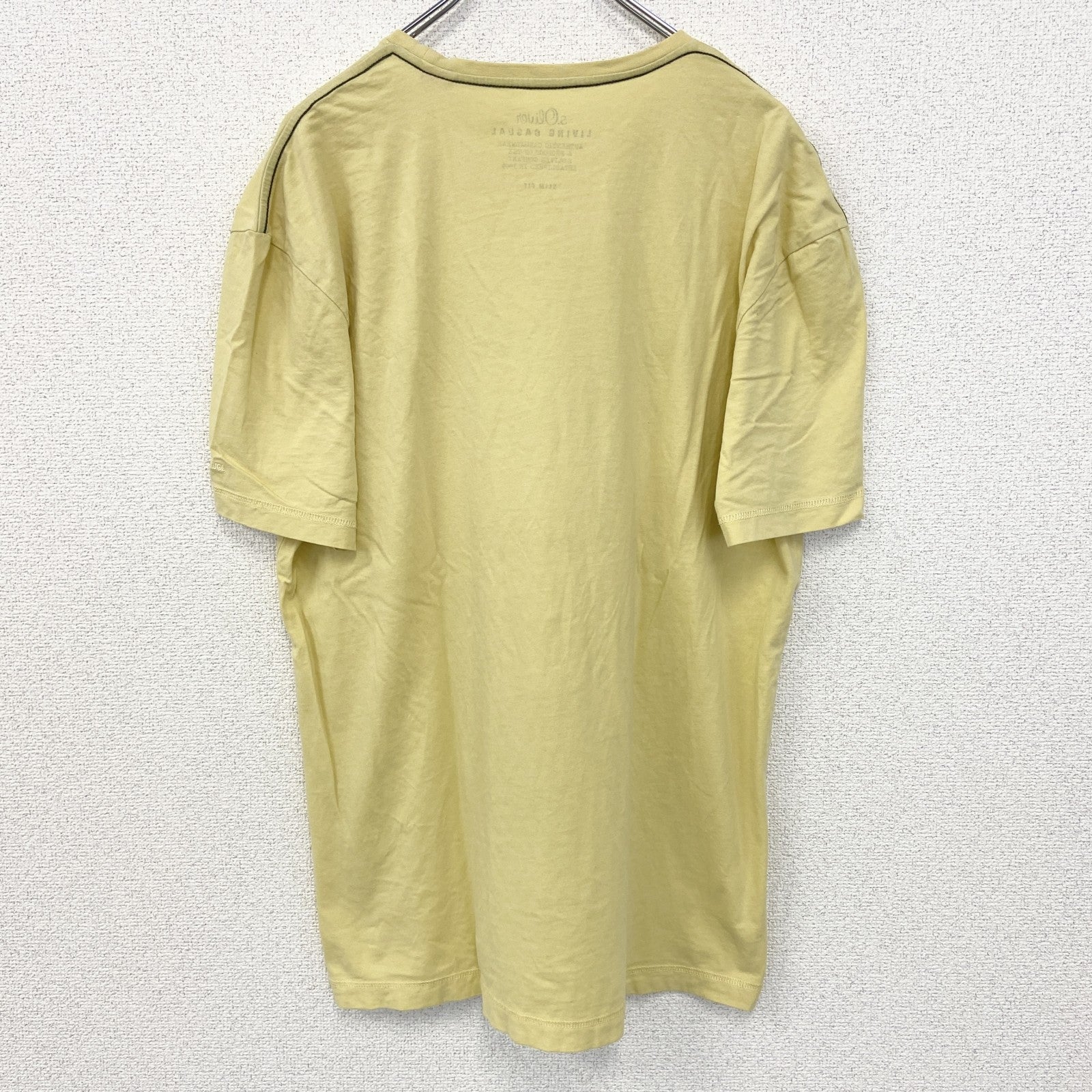 古着 used　LIVING CASUAL　半袖プリントTシャツ　REAL FASHION　クルーネック　黄色　XXLサイズ
