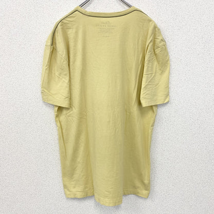 古着 used　LIVING CASUAL　半袖プリントTシャツ　REAL FASHION　クルーネック　黄色　XXLサイズ