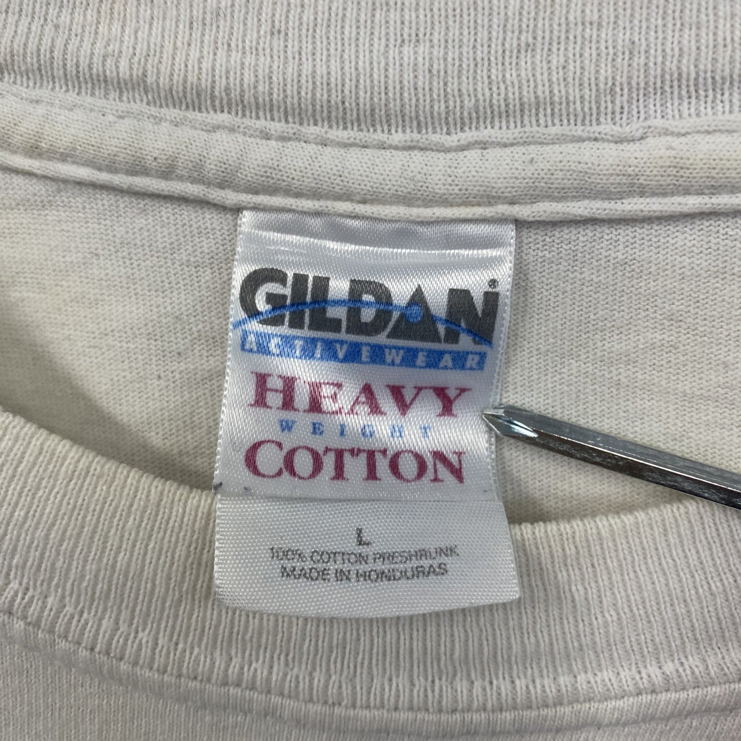 00s　GILDAN　ギルダン　半袖プリントTシャツ　企業T　ヴィンテージ　白　ホワイト　Lサイズ